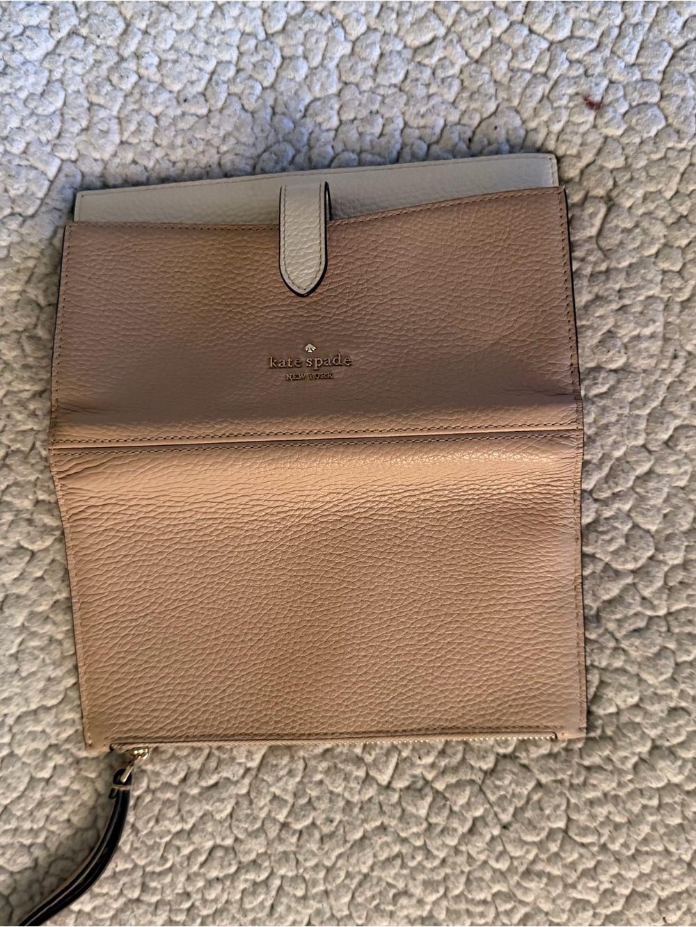 kate spade blush pink pebbled leather foldover wristlet clutch